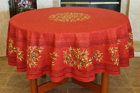 Petite Olive Red Round Rectangle Cotton French Provence Tablecloths