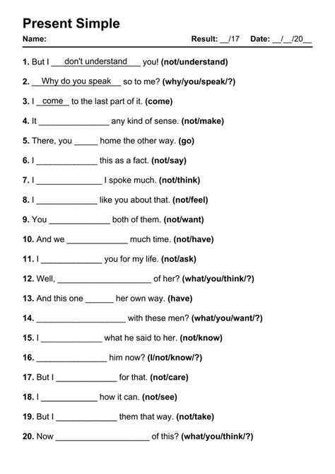 Printable Present Simple Pdf Worksheets With Answers Grammarism