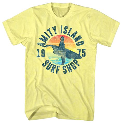 Jaws Amity Island Surf Shop 1975 Mens T Shirt Fishing Shark Shirt