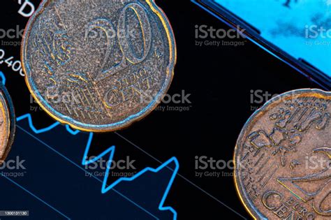 Euro Coin On Stock Chart Financial Investment Concept Stock Photo