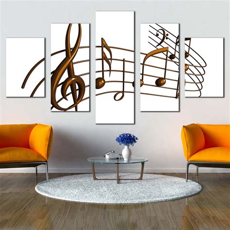 Abstract Music Canvas Wall Art White Modern Isolated Music Notes 5 Pi