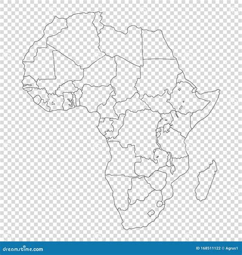 Political Map Of Africa On Transparent Background Stock Vector