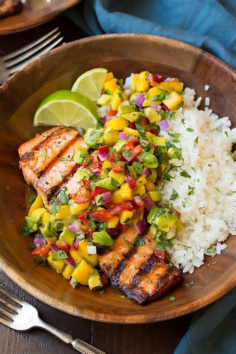 Grilled Salmon With Mango Salsa And Coconut Rice Cooking Classy