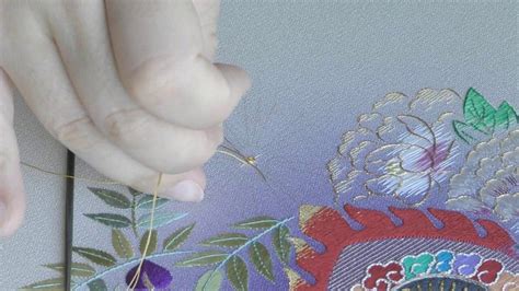 日本刺繍の技法 駒取り 玉埋め Youtube