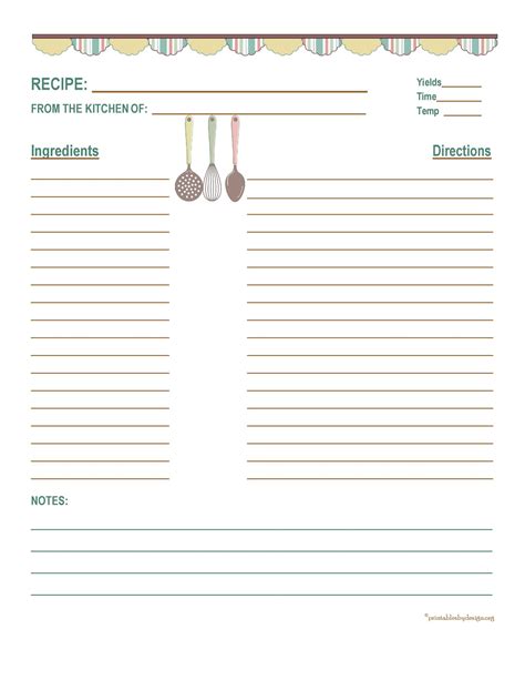 Printable Cookbook Template Free Printable Form Templates And Letter