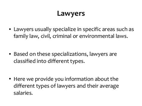 Salary For Different Lawyer
