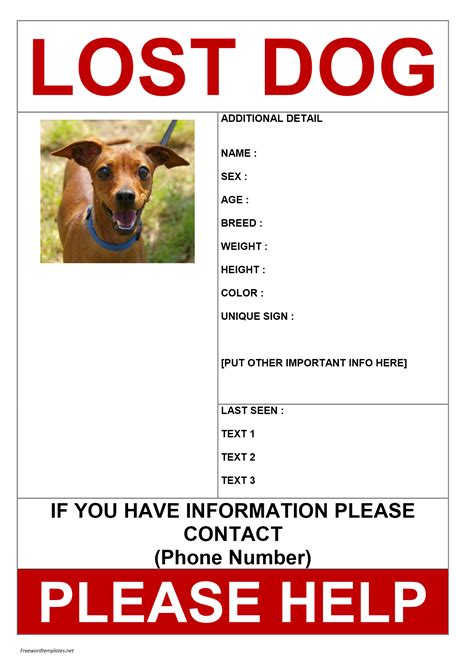 Free Lost Pet Template Free Templates Printable