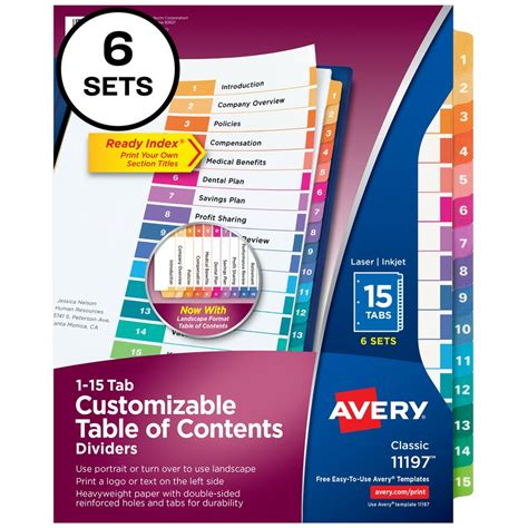 Avery® Ready Index Custom Toc Binder Dividers Index Divider Avery