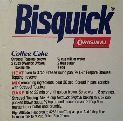 Bisquick Original Recipe From The Box Vintagecoffee Bisquick Coffee