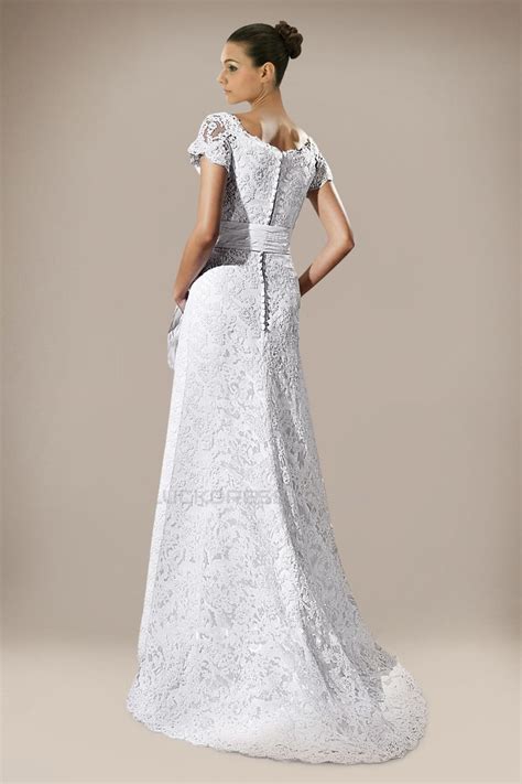 Elegant Short Sleeves Lace Bridal Wedding Dresses Wd010295