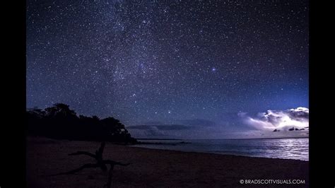 Amazing Night Time Lapse Stars And Lightning At Big Beach Maui