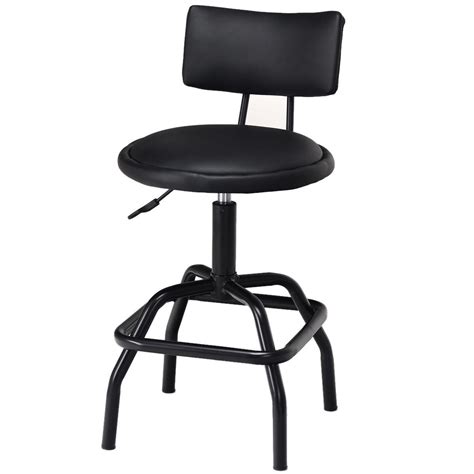 Costway Adjustable Swivel Bar Stool Pu Leather Steel Frame Chair W