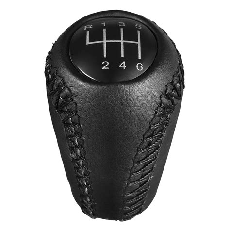 Car Gear Shift Lever Black Pu Leather Gear Stick Shift Knob 6 Speed Replacement For Mazda 3 5 6