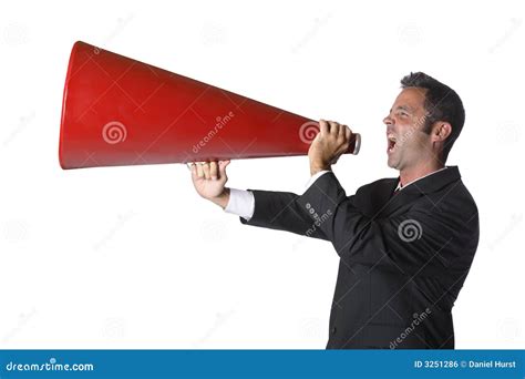Businessman Yelling Stock Photo Image Of Megaphone Caucasian 3251286