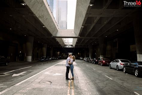 Lower Grand Ave Los Angeles Engagement Photos