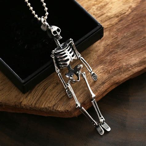 Sterling Silver Skeleton Pendant Necklace
