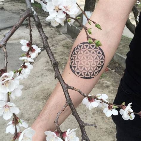 Dotwork Flower Of Life Tattoo By Mary Tereshchenko Flower Of Life