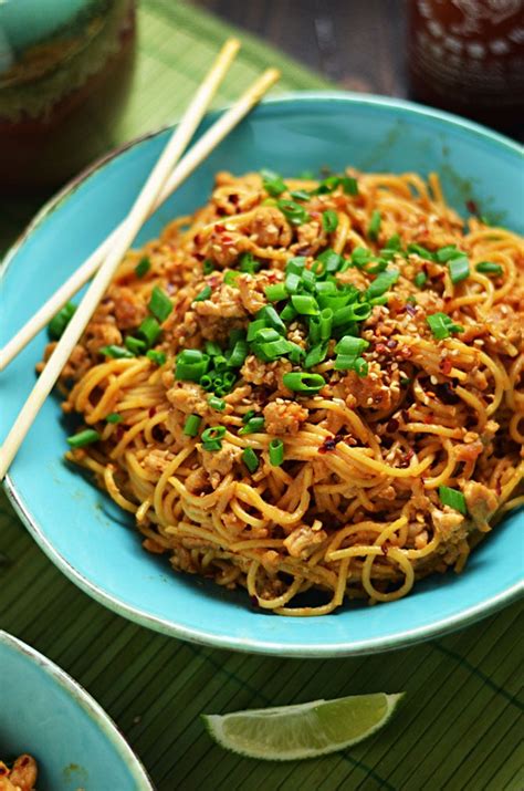 Salt, sugar, garlic cloves, cooked chicken breasts, fresh basil leaves and 6 more. Spicy Sesame Chile Noodles With Chicken | Healthy Ground ...