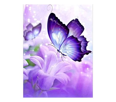 Purple Butterfly On Flower Diamond Painting Kits Adults Kids Etsy España