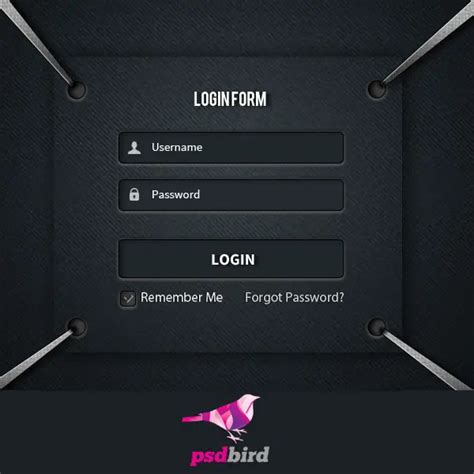 Psd Bird Web And Graphic Design Blog Dark Login Register Form Ui