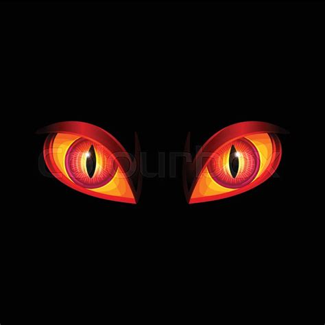 Glowing Red Evil Monster Eyes On Black Stock Vector Colourbox