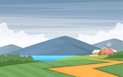 Rural Farm Landscape Illustration 126604 Templatemonster