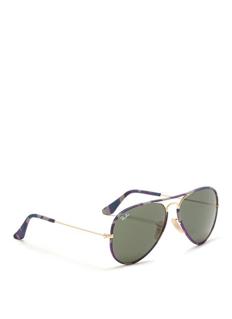 Lyst Ray Ban Aviator Camouflage Fabric Rim Wire Sunglasses In Green