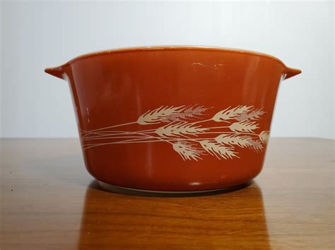 Vintage Autumn Harvest Wheat Pyrex Casserole Dish Etsy Denmark