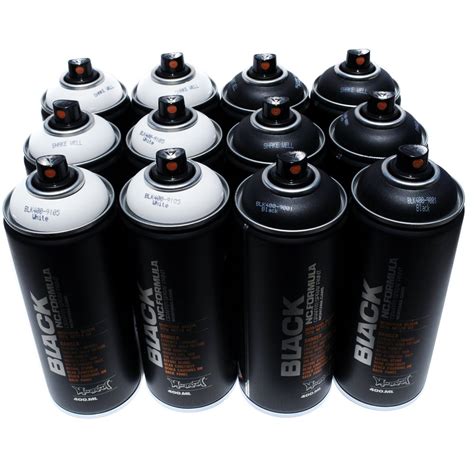 Montana Black 400ml Set Of 12 Graffiti Street Art Mural Spray Paint