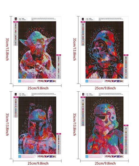 Darth Vader Yoda Star Wars Set Of 4 5d Diamond Painting Etsy
