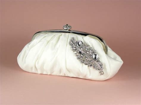 Simple Elegance Luxurious Ivory Satin Bridal Clutch With Crystal