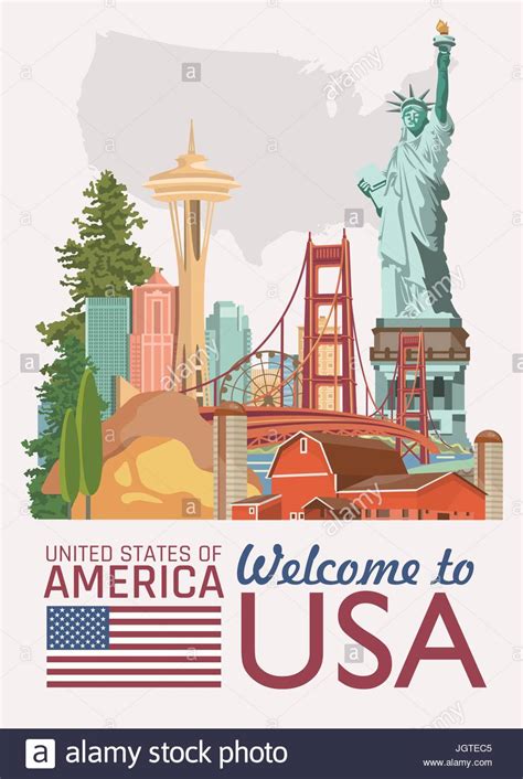 Welcome To Usa United States Of America Poster Vector