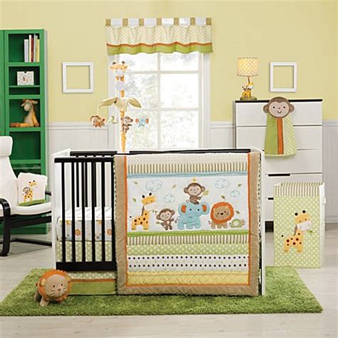 Soft, natural colors provide the base for a wildly fun jungle baby bedding set. kidsline™ Safari Party Crib Bedding Collection - buybuy BABY