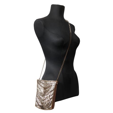 Laura B Line Box Disco Bag Leather And Mesh Bag Gold Strap Bag