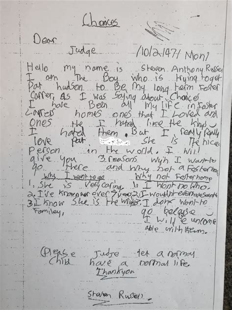 Read 12 Year Olds Heartbreaking Letter To Judge About Being In Foster Care