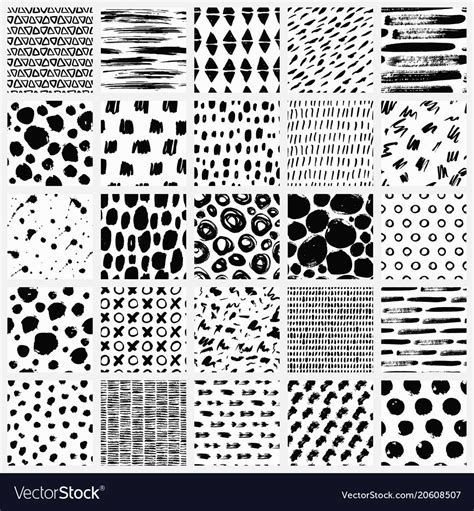 Hand Drawn Textures Made With Ink Isolated Vector Image