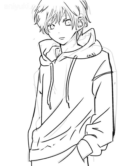 Anime Boy With Hoodie Coloring Pages Vlrengbr