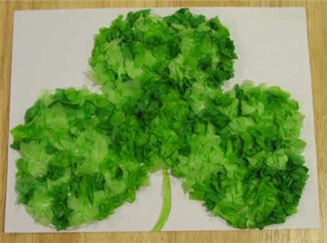 Preschool Crafts For Kids St Patricks Day Tissue Paper Shamrock Craft
