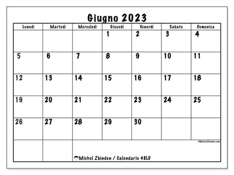 Calendario Giugno 2023 Da Stampare “56ld” Michel Zbinden Ch