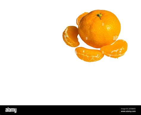 Peeled Tangerine Fruit Slices On A White Background Orange Tangerine