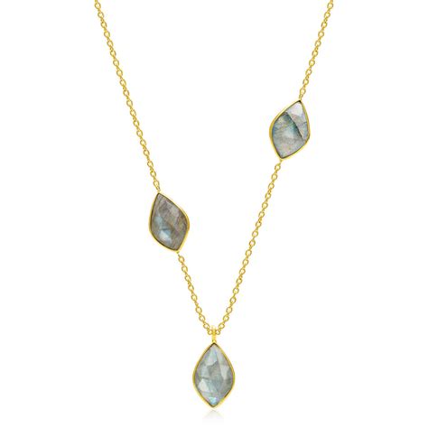 18ct Gold Plated Trio Gemstone Necklace By Auren