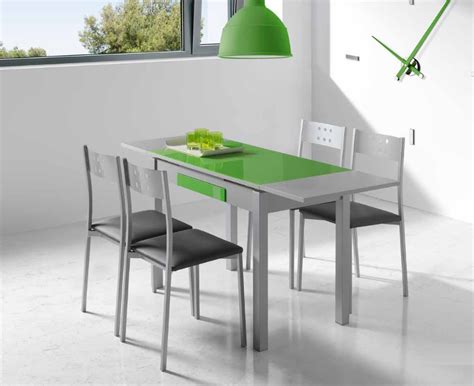 La combinación perfecta para tu cocina. Mesa de cocina extensible MDF gris cristal verde Prisma PI ...