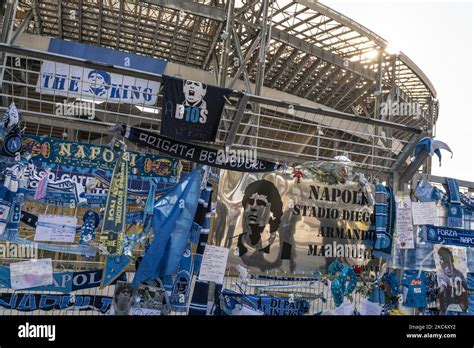 Diego Armando Maradona's fans gather around the 'San Paolo' Stadium