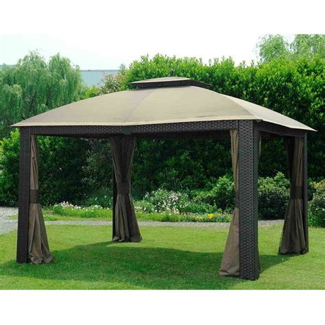 Protect yourself and your furniture from those harsh rays this summer with a gazebo, pergola, or canopy. Sunjoy Beige Aluminum Rectangle Permanent Gazebo (Exterior ...