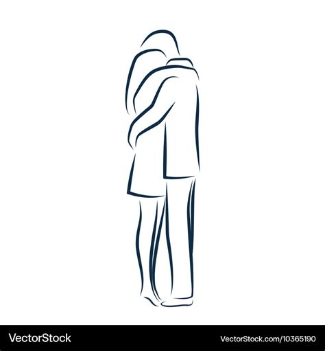 Man Hugging Woman From Behind Drawing