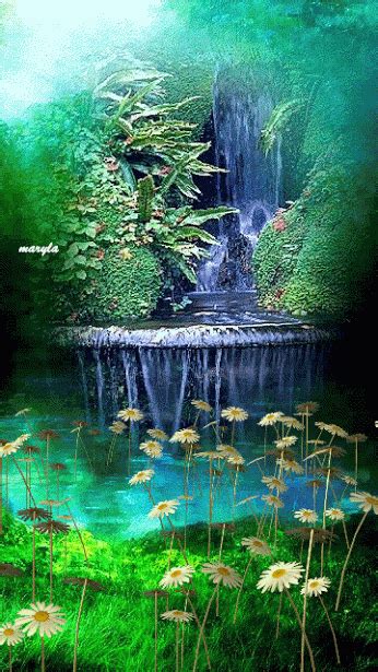Water Fountain Animated Nature  Waterfall Beautiful 