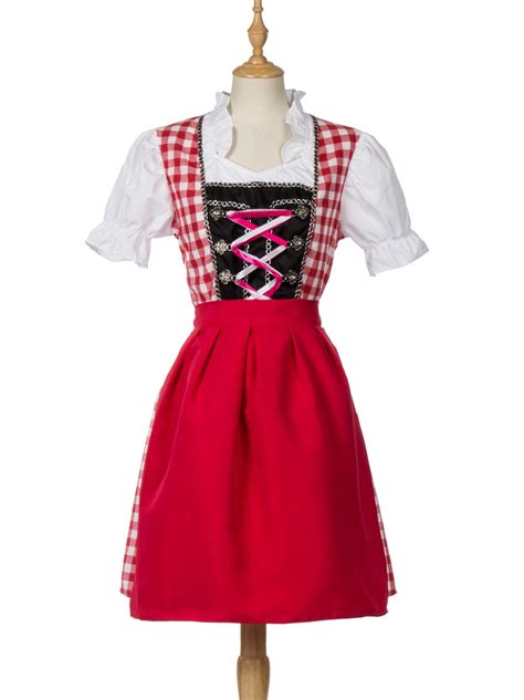Sexy Germany Bavaria Oktoberfest Dirndl Costumes Beer Girl Women Wench Outfit With Apron In