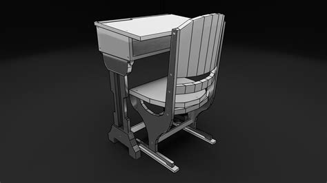 3d Model School Desk And Chair Vr Ar Low Poly Cgtrader