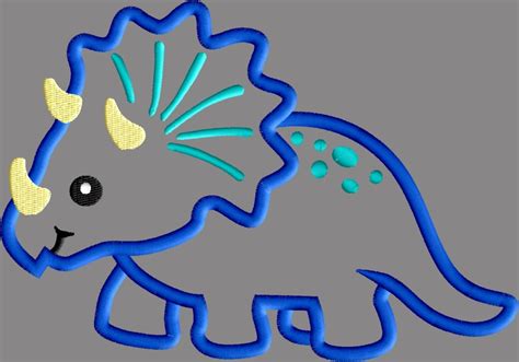 All 3 Dinosaur Applique Designs Brachiosaurus Triceratops