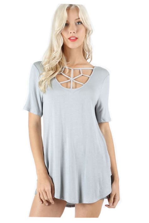 kaylee xo women s basic round neck strappy criss cross tank top grey